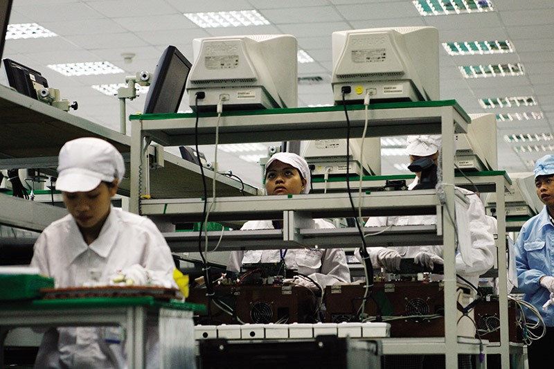 Dây chuyền sản xuất tại nhà máy của Công ty Foxconn ở tỉnh Bắc Giang. Ảnh: Đức Thanh